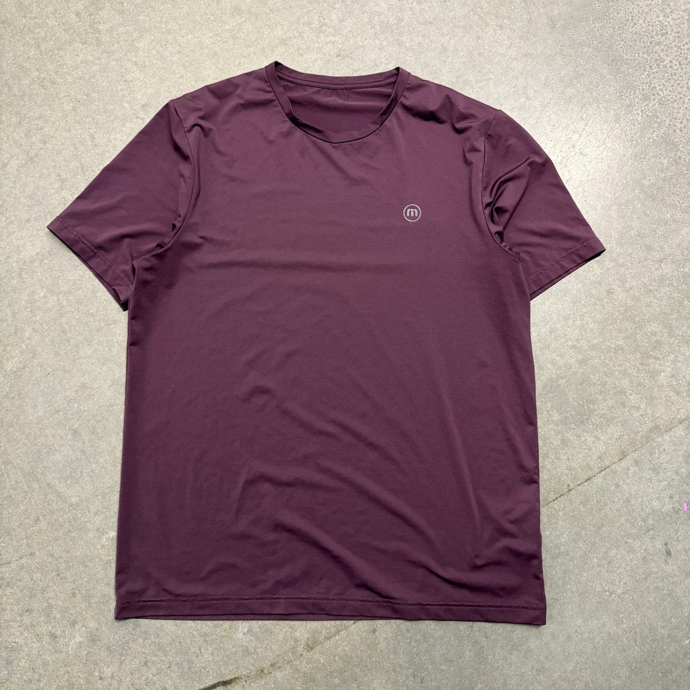 TravisMathew Mens Active T-Shirt Burgundy Short Sleeve Performance Mesh Size L